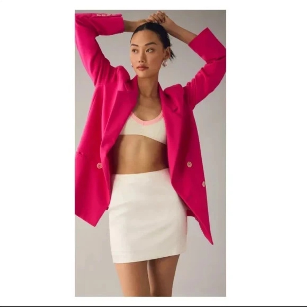 Anthropologie Maeve Double Breasted Pink Blazer size 0